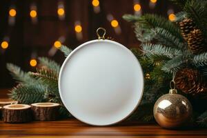 foto de plano blanco Bosquejo decorativo en el Navidad árbol. generativo ai