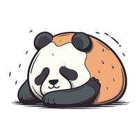 Cute cartoon panda sleeping. Vector illustration isolated on white background.