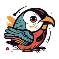 Cute cartoon bird. Vector illustration. Isolated on white background.