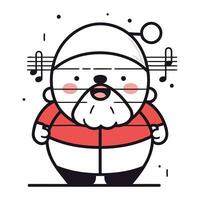 vector ilustración de Papa Noel claus con musical notas en su manos. Navidad icono.