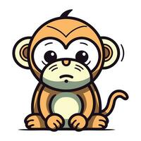 Cute cartoon monkey. Vector illustration isolated on a white background.