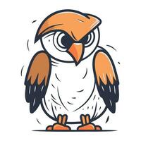 Owl in orange cap. Vector illustration isolated on white background.