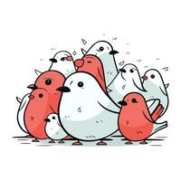 Cute birds. Hand drawn vector illustration in cartoon comic style.