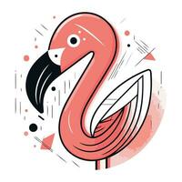 Flamingo. Hand drawn vector illustration in doodle style.