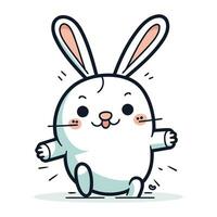 Cute cartoon rabbit. Vector illustration of a funny white rabbit.