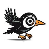 Cute cartoon crow bird isolated on white background. Vector illustration.