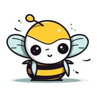 Cute cartoon bee. Vector illustration. Isolated on white background.