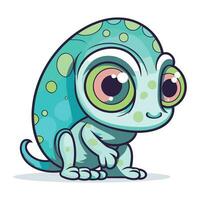 Cute cartoon chameleon isolated on white background. Vector illustration.