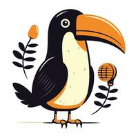Toucan with a flower in its beak. Vector illustration.