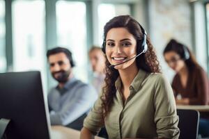 technical support agents call in progress using computer explaining the issues. Generative AI photo