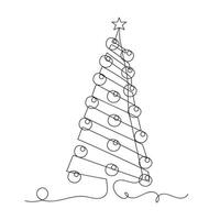 Christmas tree continuous one line icon vector illustration.