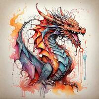 stylized flaming dragon,  centered, photo