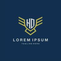 HO initial monogram logo for creative eagle line image vector design