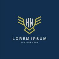 HW initial monogram logo for creative eagle line image vector design