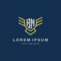 BM initial monogram logo for creative eagle line image vector design