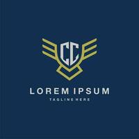 CC initial monogram logo for creative eagle line image vector design