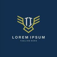 TI initial monogram logo for creative eagle line image vector design