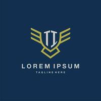 TI initial monogram logo for creative eagle line image vector design