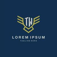 TW initial monogram logo for creative eagle line image vector design