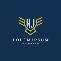 WJ initial monogram logo for creative eagle line image vector design