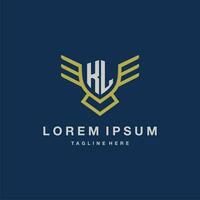 KL initial monogram logo for creative eagle line image vector design