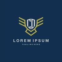 CO initial monogram logo for creative eagle line image vector design