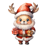 allegro Natale cartone animato carino acquerello . ai generato png