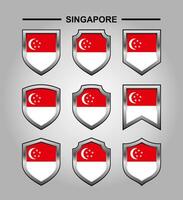 Singapore National Emblems Flag with Luxury Shield vector