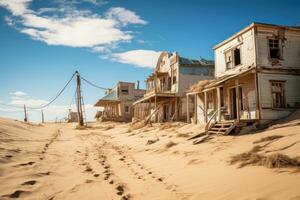 Town of Kolmanskop during the diamond mining heyday. Generative AI photo