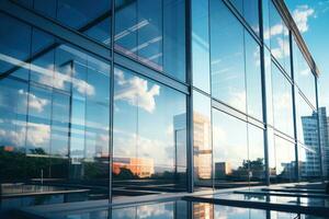 Natural light coming from the glass windows of office building Generative AI photo