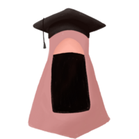 a cartoon woman wearing a graduation cap and gown holding flowers png