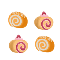 four different rolls of pastry on a transparent background png