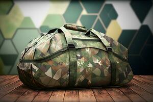 Military bag close up view. Neural network AI generated photo