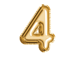 oro número cuatro aire globo para bebé ducha celebrar decoración fiesta en transparente antecedentes png