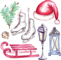 Noël ensemble. aquarelle clipart png