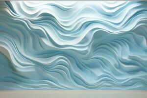 Beautiful futuristic Geometric background for your presentation. Textured intricate 3D wall in light blue and white tones Generative AI photo