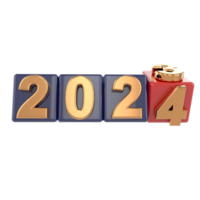 Happy new Year 2024 on transparent background png
