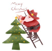 heiter Cowboy Santa claus Hand Zeichnung Klettern Leiter zu schmücken Weihnachten Baum png