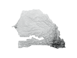 Senegal Map Flag Shaded relief Color Height map 3d illustration png