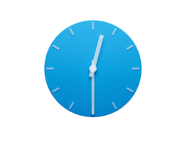 Minimal Clock time half past 12 or Twelve Thirty 3d illustration png