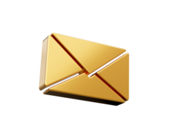 3d ouro enviar ícone . envelope placa. o email ícone. carta ícone. 3d ilustração png