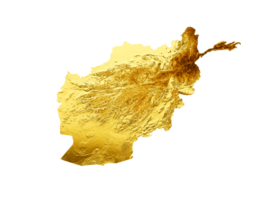afghanistan Karta gyllene metall Färg höjd Karta 3d illustration png