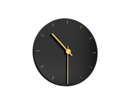 Premium Gold Clock icon half past ten o clock black icon 3d illustration png