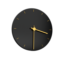 Premium Gold Clock icon half past Three o clock black icon o'clock Time icon Two thirty 3d illustration png