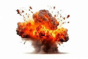 explosions and real isolated on white background. Generative AI photo