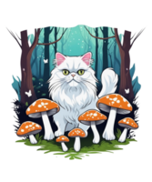 ai génératif chat aime champignon clipart illustration pour impression sur demande affaires est aussi parfait pour tout autre projet png