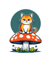 AI Generative Mushroom Lover Cat Clipart Illustration for Print on Demand Business is Also perfect for any other project png