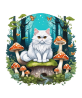 ai génératif chat aime champignon clipart illustration pour impression sur demande affaires est aussi parfait pour tout autre projet png