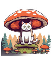 AI Generative Mushroom Lover Cat Clipart Illustration for Print on Demand Business is Also perfect for any other project png