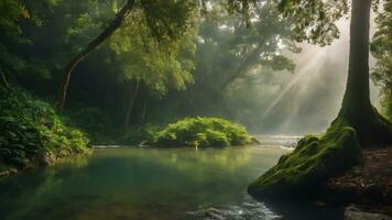 Clear river in the middle of the forest photo